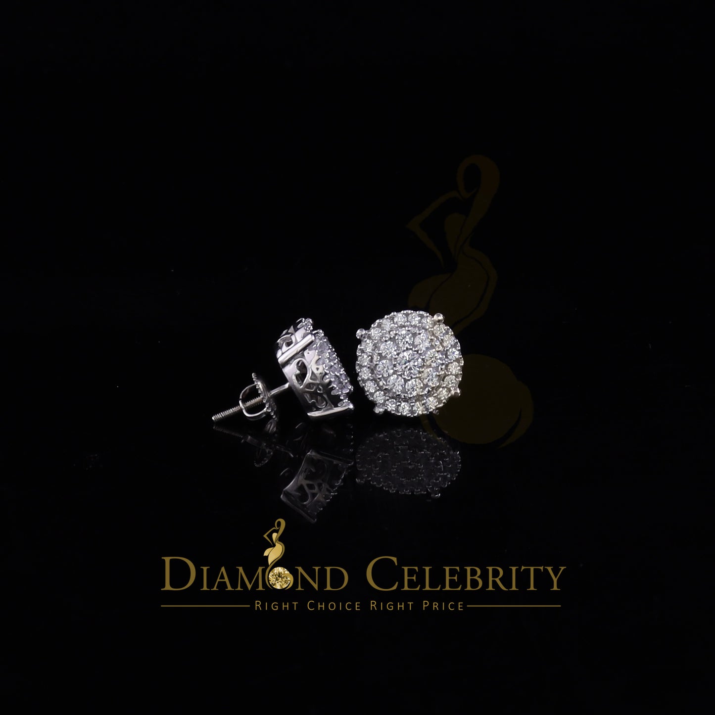 DiamondCelebritees 925 Sterling White Silver 2.82ct Cubic Zirconia Round Women's Stud Earrings