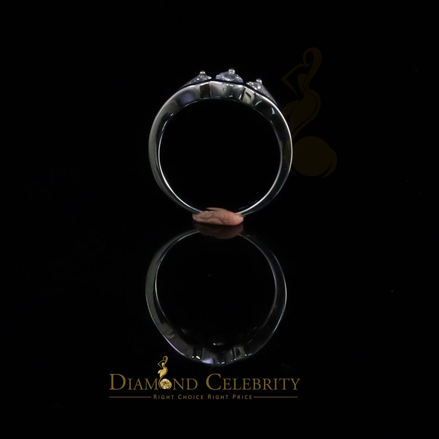DiamondCelebritees 0.75ct Cubic Zirconia 925 Sterling White Silver Pear Shape Women's Ring Size 7