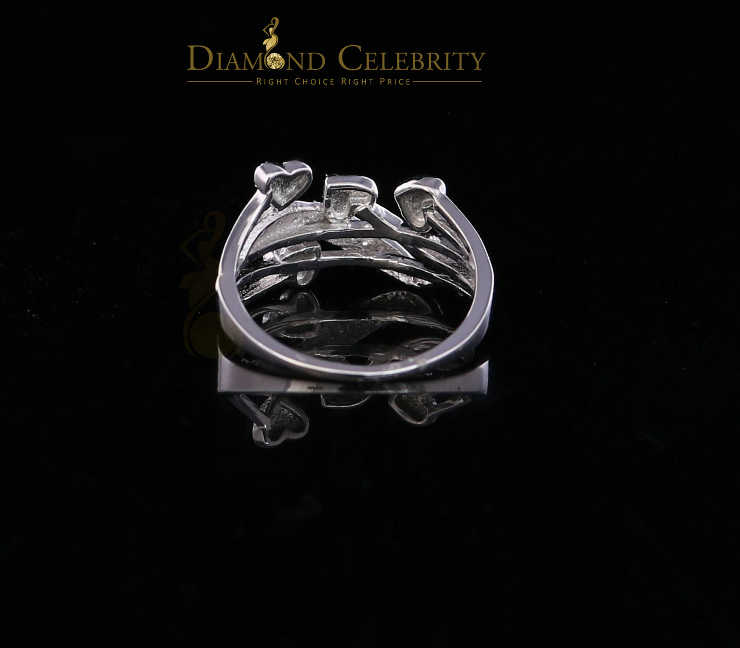 DiamondCelebritees 0.06 CT Real Diamond Womens Sterling Silver Multiple Heart White Ring Size 6.5