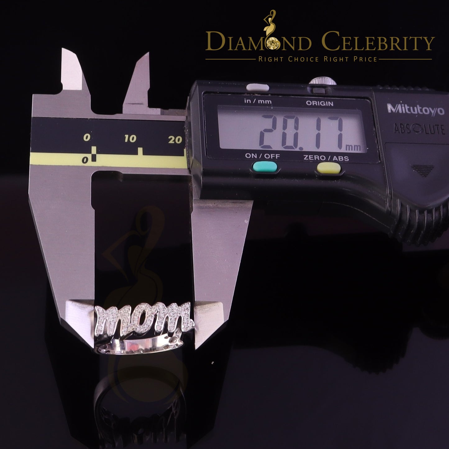 DiamondCelebritees 925 White Silver 0.52ct Cubic Zirconia "MOM" Ring Special Offer @ Mother's Day