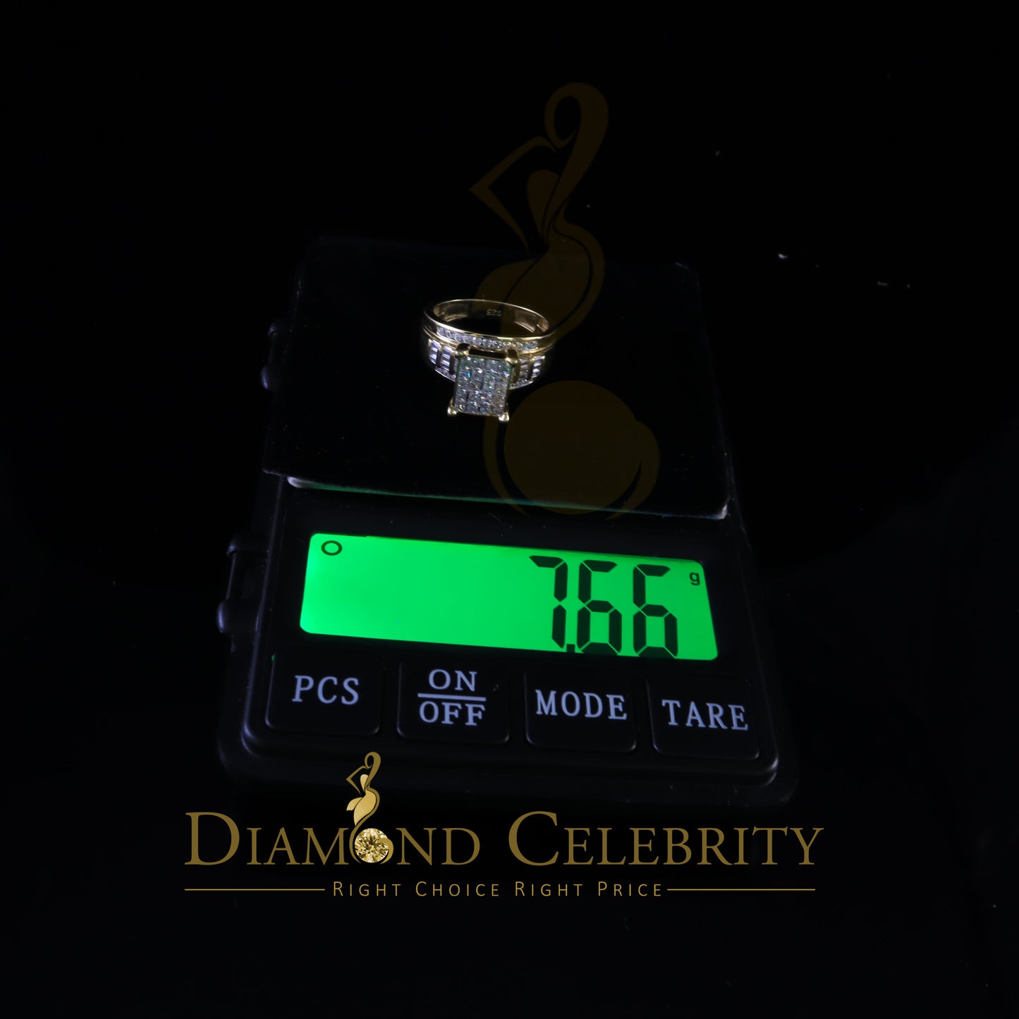 DiamondCelebritees Yellow Sterling Silver 3.00ct Cubic Zirconia Princes Engagement Ring Size 10