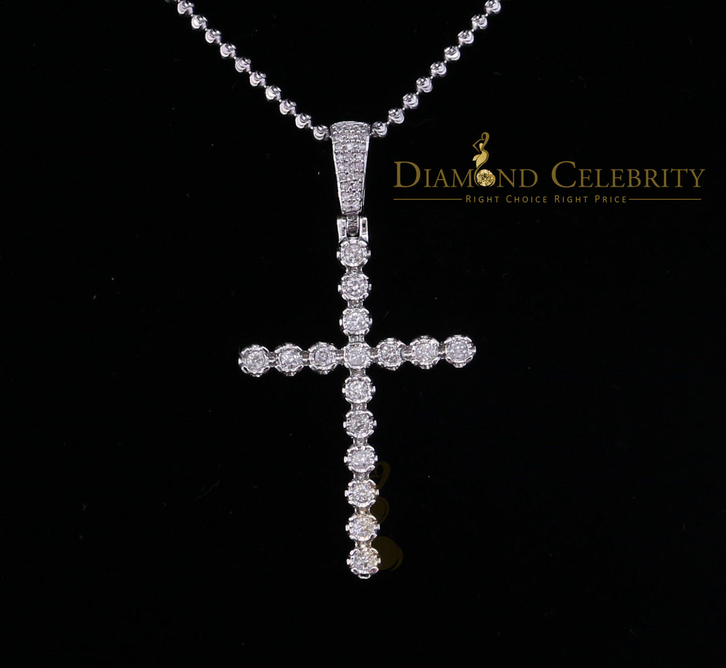 DiamondCelebritees Real 0.66ct Diamond Sterling Silver CROSS Charm Necklace Fashion Pendant White