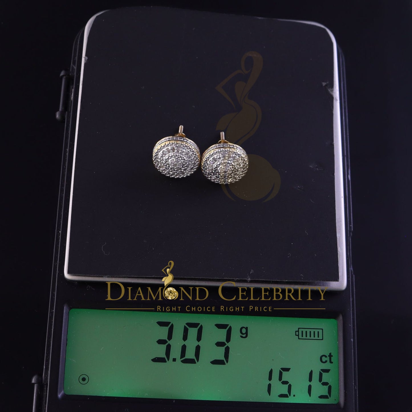 DiamondCelebritees 0.15ct Diamond 925 Sterling Silver Yellow Round Earrings For Women 's / Men's