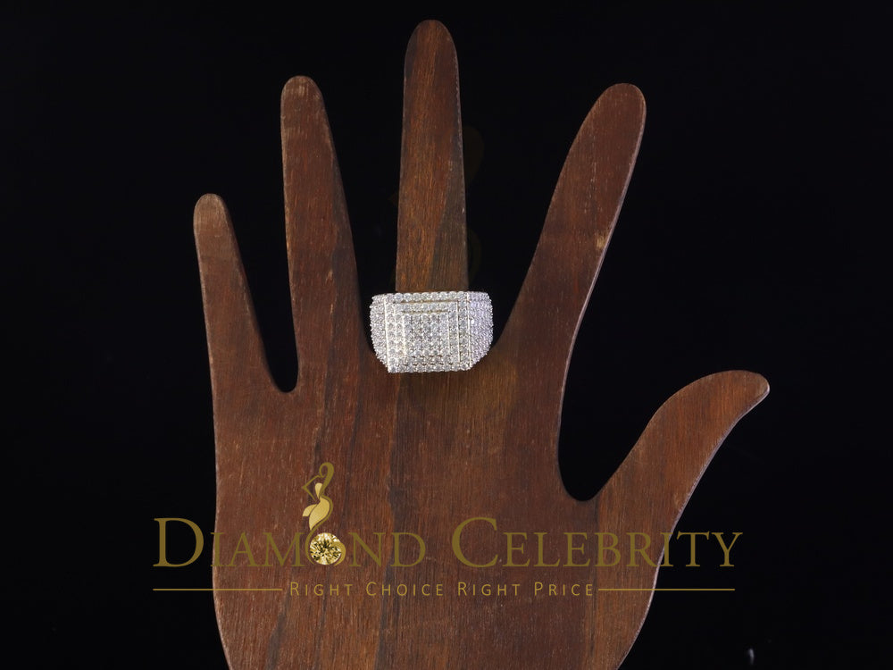 DiamondCelebritees Men's for 925 Sterling Silver 5.00ct VVS 'D' Moissanite Yellow Square Ring SZ 10