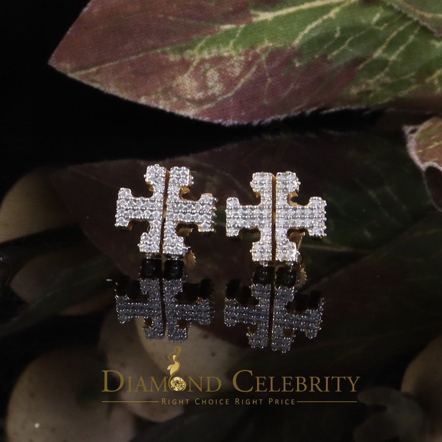 DiamondCelebritees Yellow 925 Silver Moissanite 1.0ct VVS 'D' Men's/Womens Designer Stud Earrings