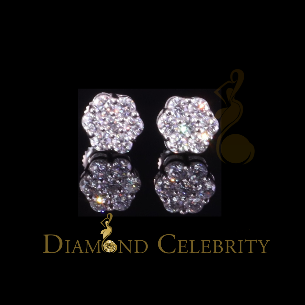 Diamondcelebritees Men's/Womens 925 Silver White 0.50ct VVS 'D' Moissanite Floral Stud Earrings