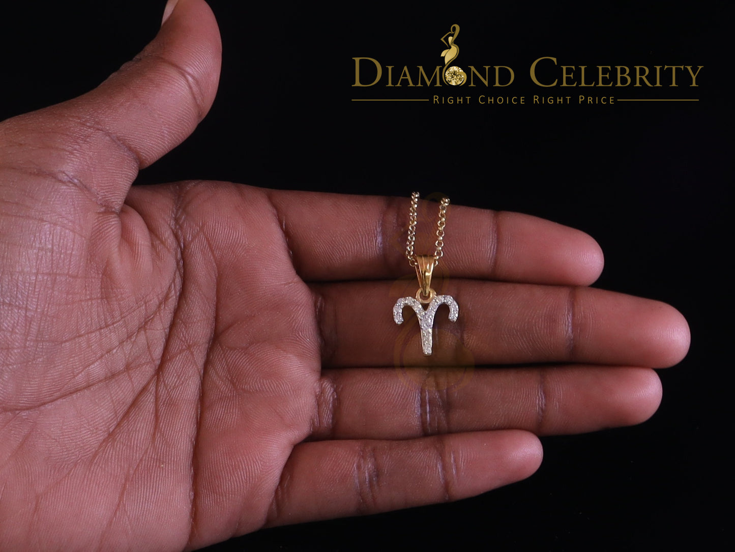 DiamondCelebritees 0.42ct Cubic ZirconiaYellow Silver ARIES-APRIL Month Pendant for Men's & Women's