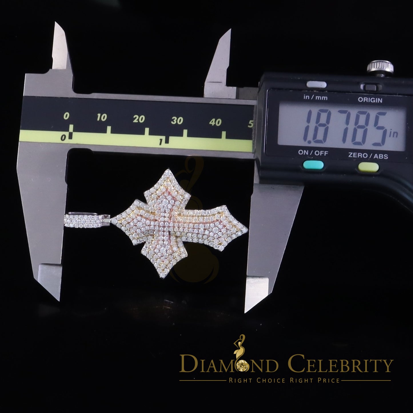 Diamondcelebritees New Yellow Rose Charm Cross Pendant 2.50ct VVS D Moissanite Silver Men's & Women