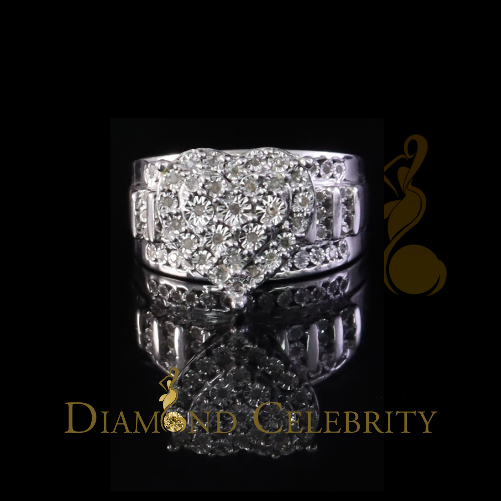 DiamondCelebritees Cindarella White Real Diamond 0.33ct 925 Silver Women Engagement Heart Ring SZ 7