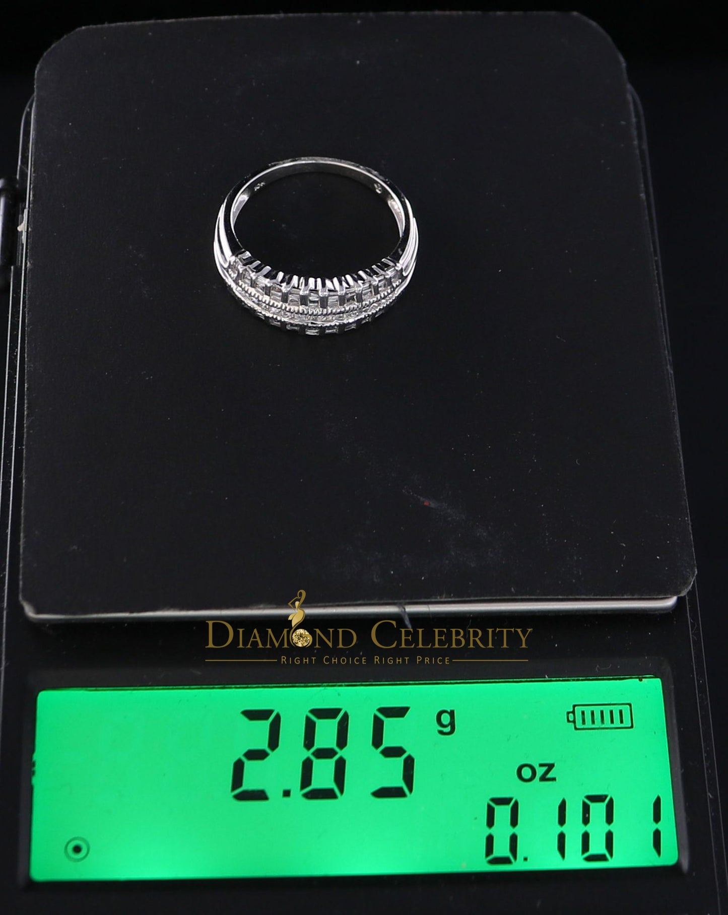DiamondCelebritees Real 10 kt White Gold with 0.50 CT Genuine Diamond Round Bugget Ring Size 7