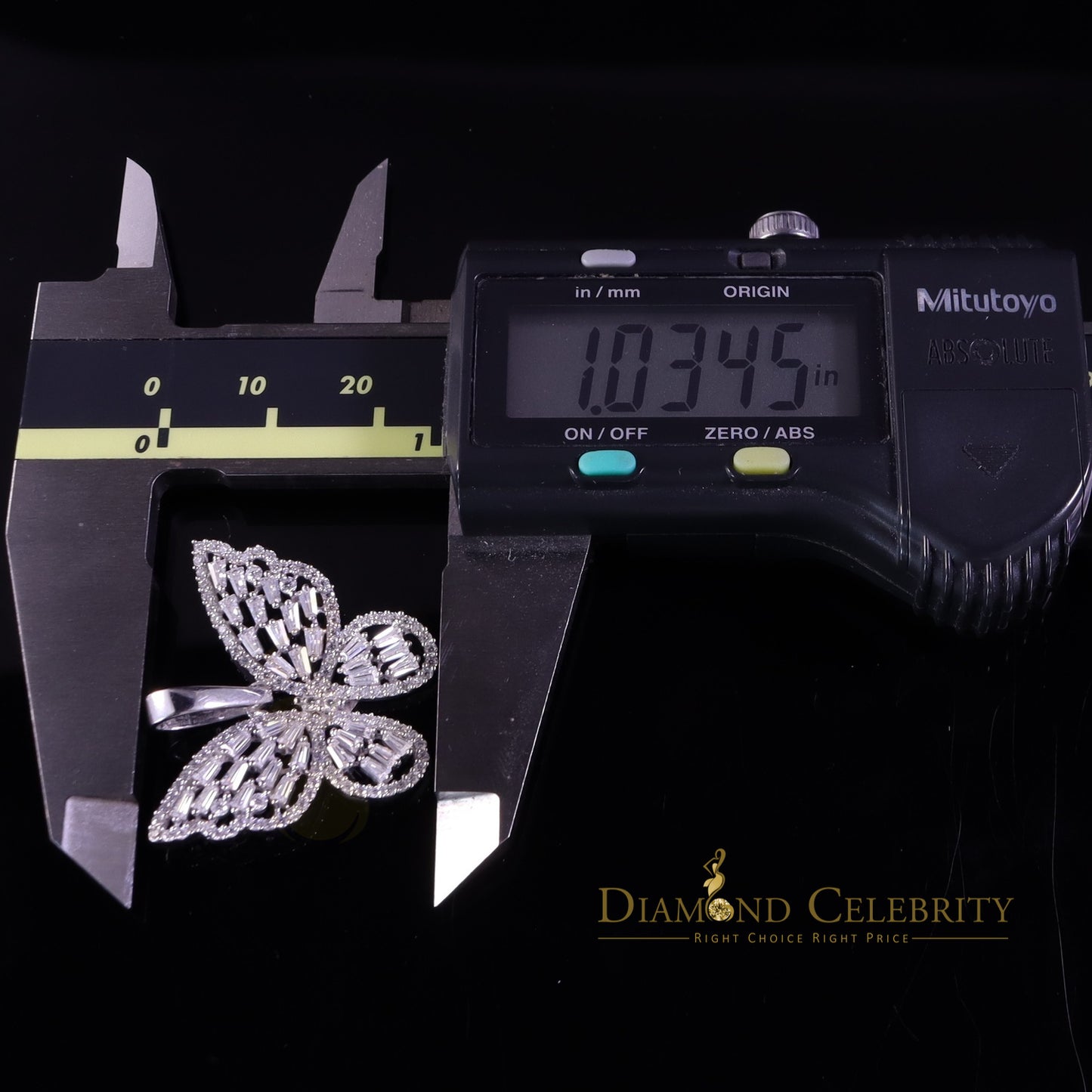 Diamondcelebritees Men's/Womens 925 Silver White 1.75ct VVS 'D' Moissanite Butterfly Pendant