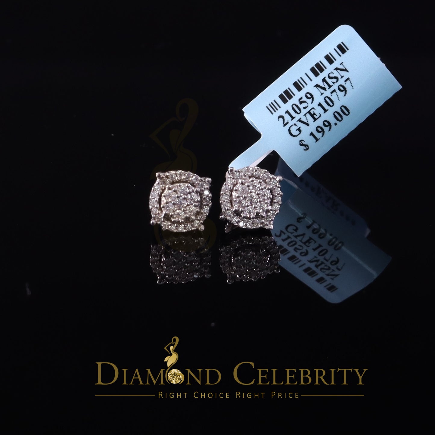 Diamondcelebritees 925 Silver White 0.40ct VVS 'D' Moissanite Round Men's / Womens Stud Earrings