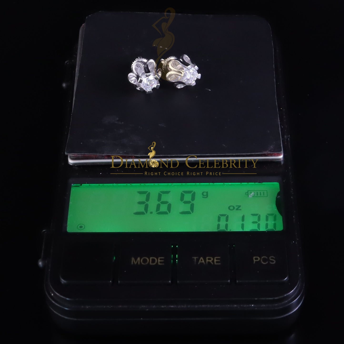 Diamondcelebritees 925 Silver Moissanite 1.00ct Buttercup Stud Earrings for Men and Women