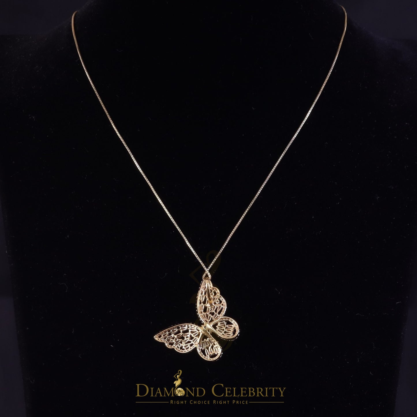 Diamondcelebritees Yellow Men's/Womens 925 Silver1.75ct VVS 'D' Moissanite Butterfly Pendant