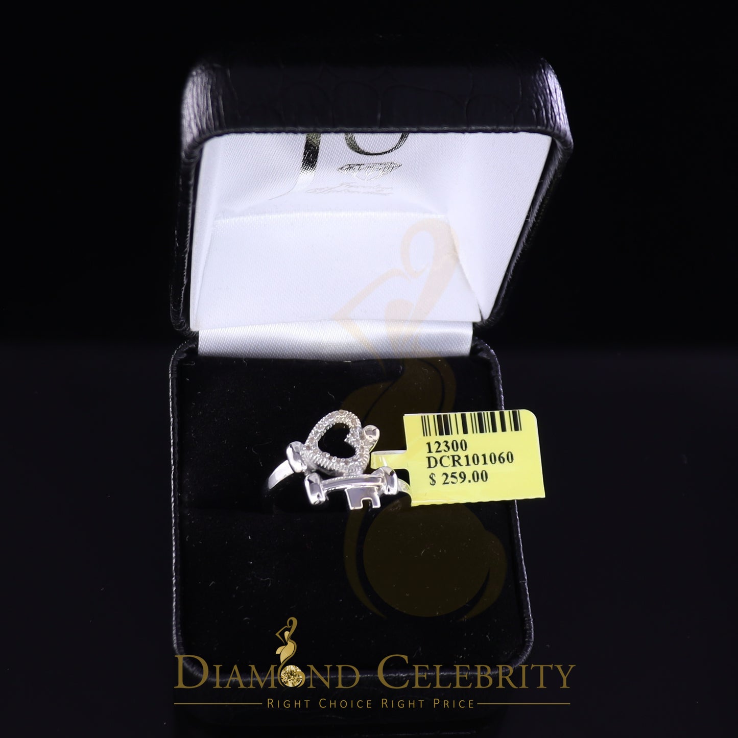 DiamondCelebritees 0.10 CT Real Diamond Womens Silver 925 Sterling White Silver Heart Ring Size 7