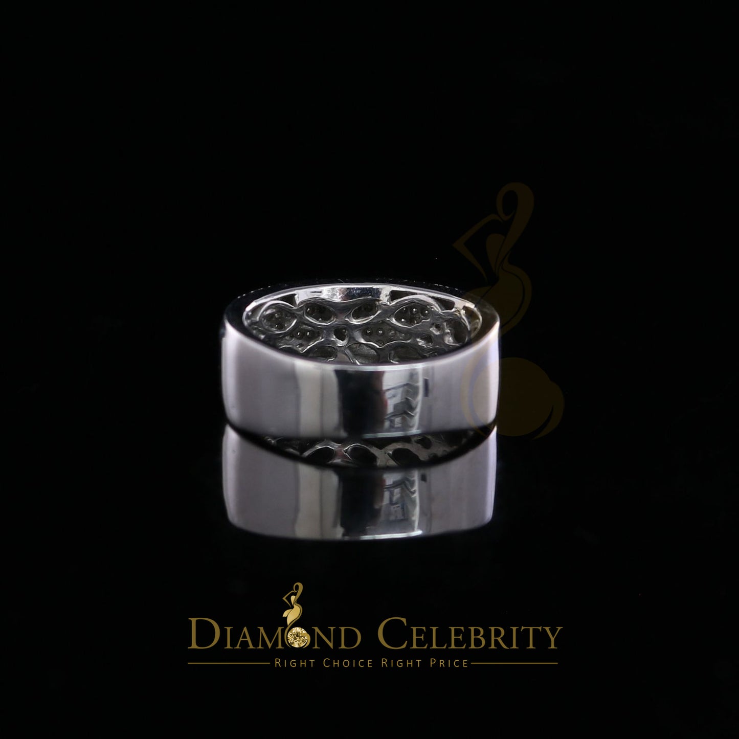 DiamondCelebritees 0.45 CT Real Diamond 925 Silver White Band Shine Men's Engagement Ring Size 11