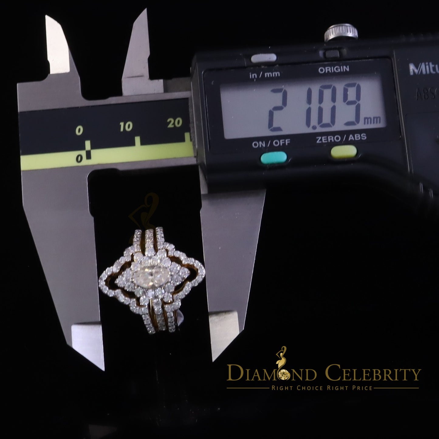 DiamondCelebritees New Solitaire Marquise Moissanite 2.00ct VVS D 925 Yellow Silver Guard Ring SZ 7