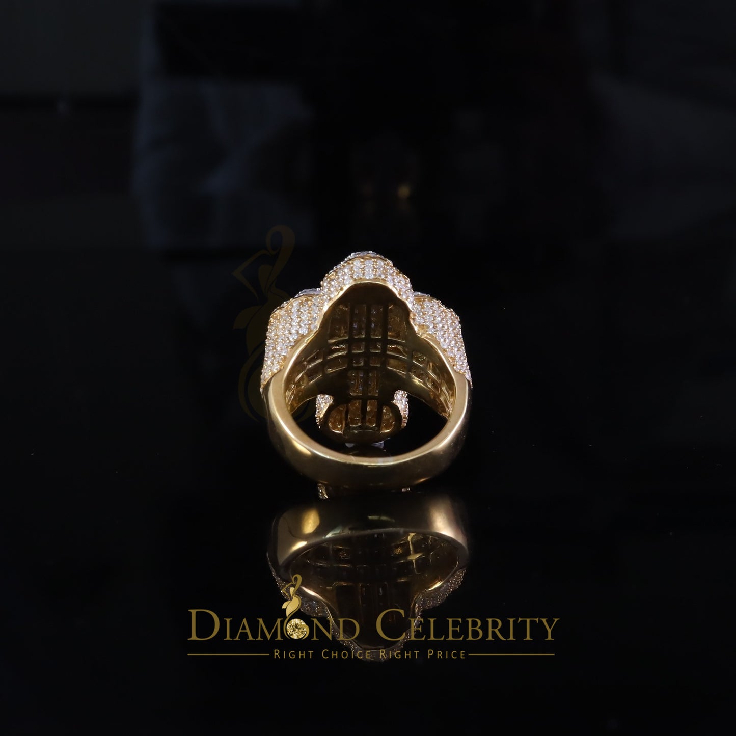 DiamondCelebritees New 925 Sterling Silver 6.00ct VVS D Moissanite Rings Size 10 Yellow Cross Men's