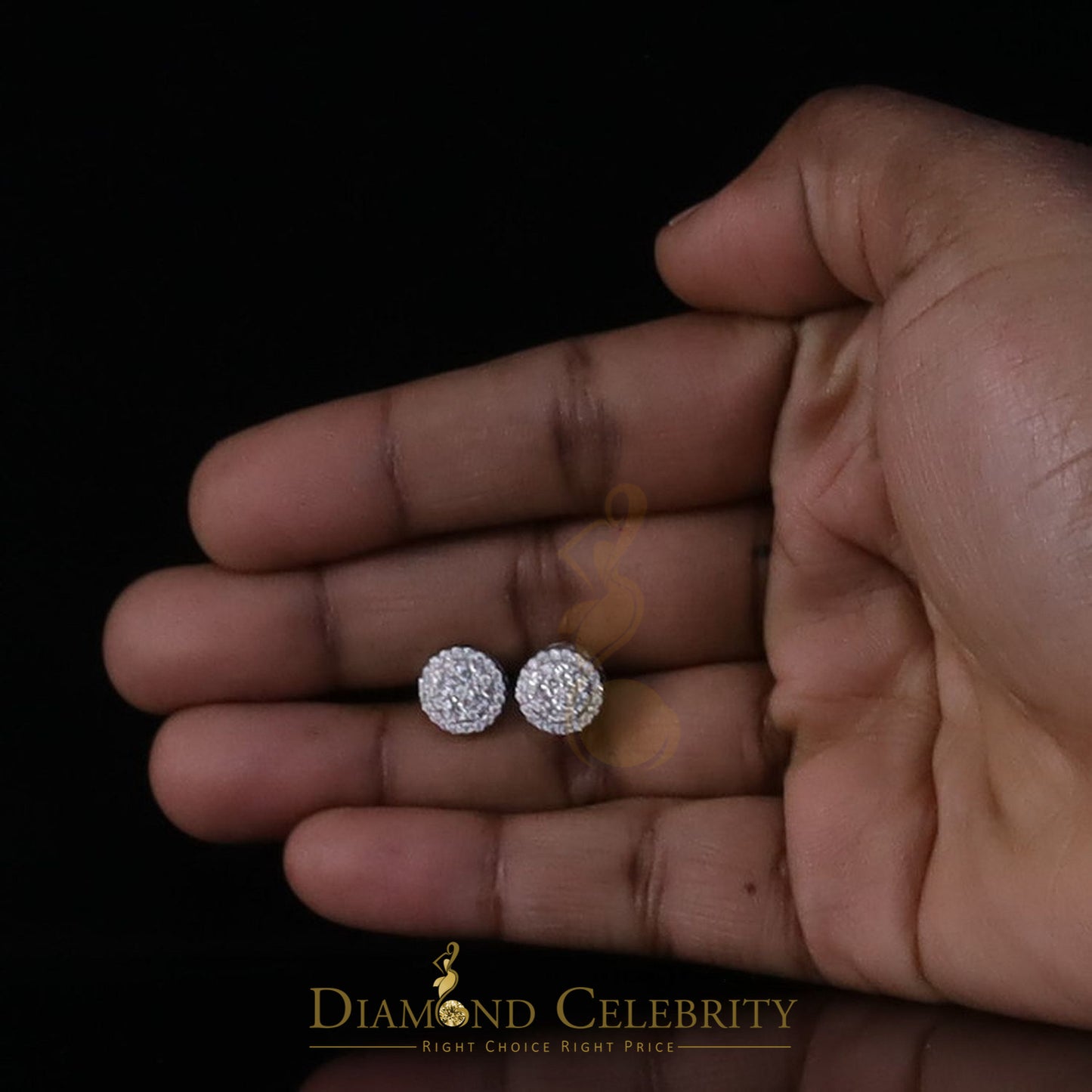 Diamondcelebritees New Women's/Men's 925 Silver White 1.00ct VVS 'D' Moissanite Round Stud Earrings