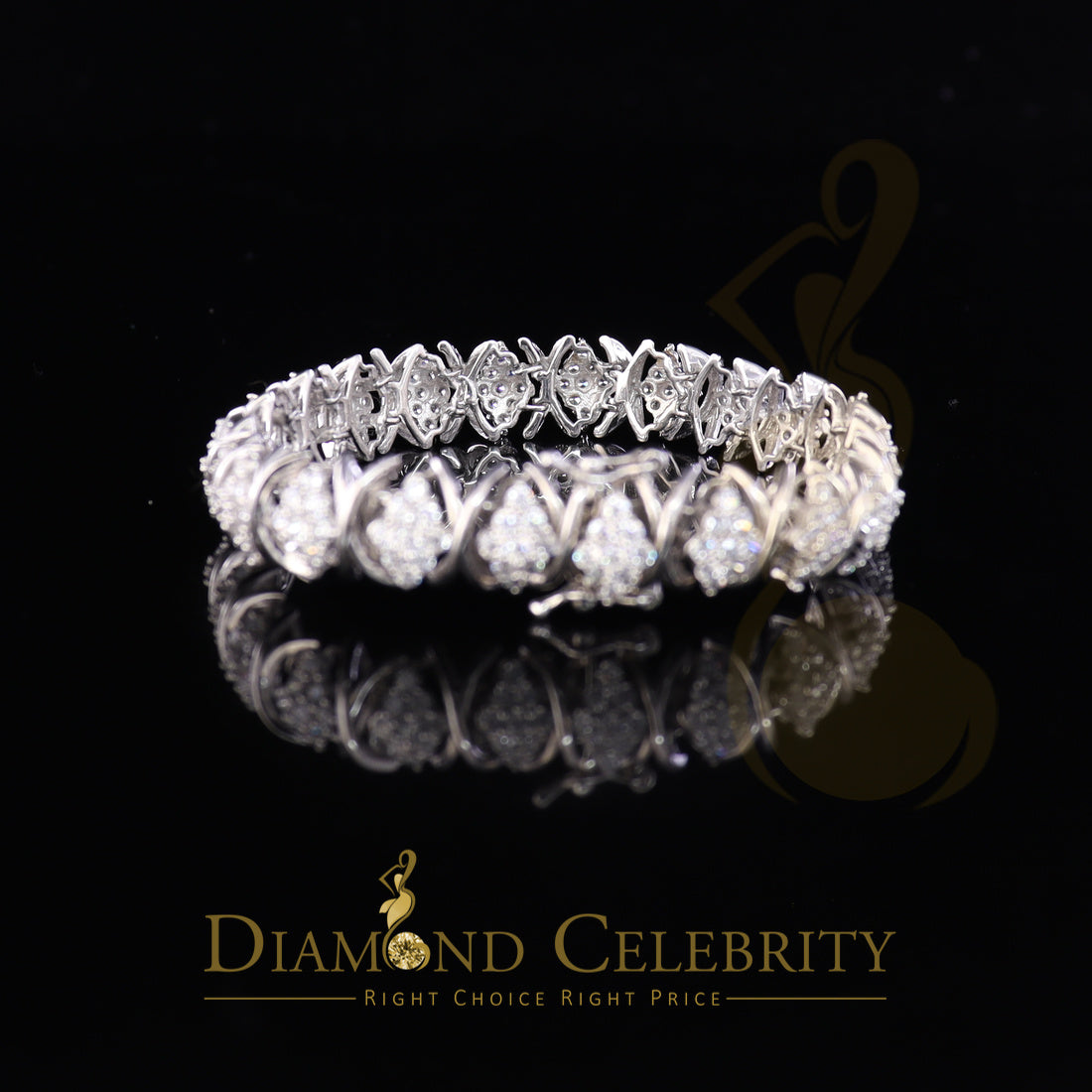 Diamondcelebritees Sterling Silver White Ladies Bracelet 11.0ct Cubic Zirconia Stone -Size 7 Inches