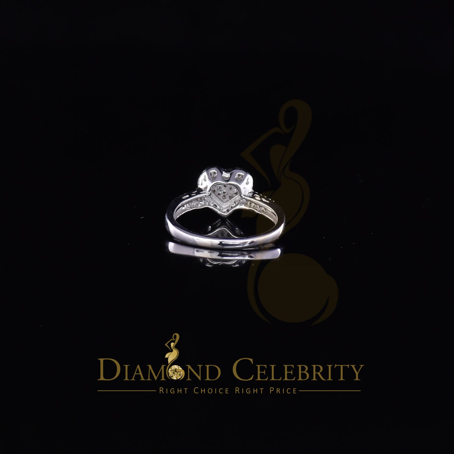DiamondCelebritees 0.25 CT Real Diamond 925 Sterling Silver White Wedding Womens Heart Ring Size 7