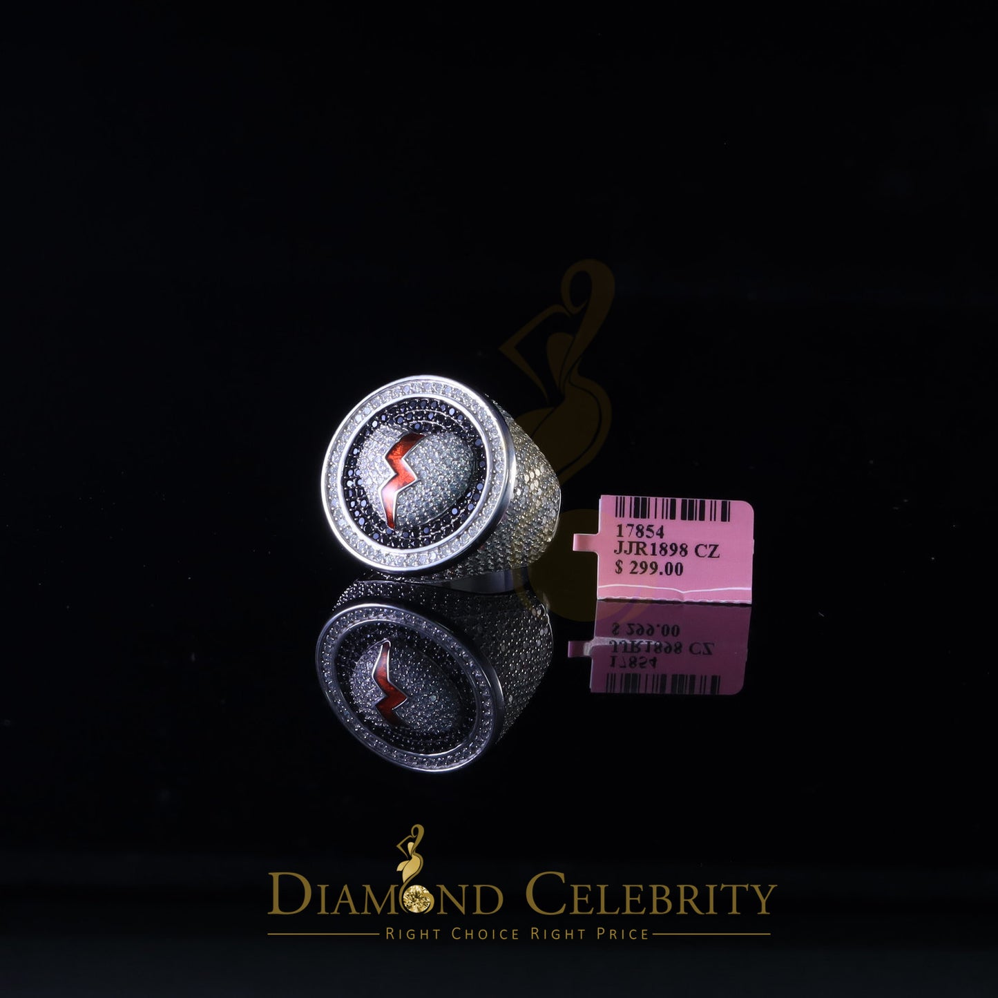 DiamondCelebritees 11.64ct Cubic Zirconia White silver Broken Heart Band Cocktail Ring Size 10.5