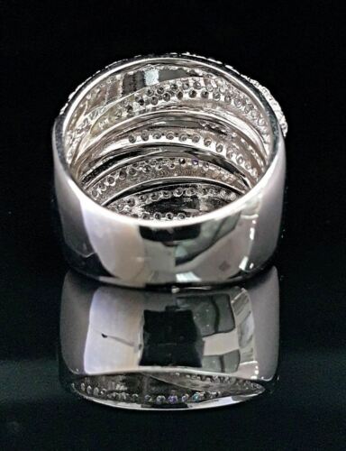 DiamondCelebritees 925 White Sterling Silver 2.50ct Multi -Rows Cubic Zirconia Women's Ring Size 7