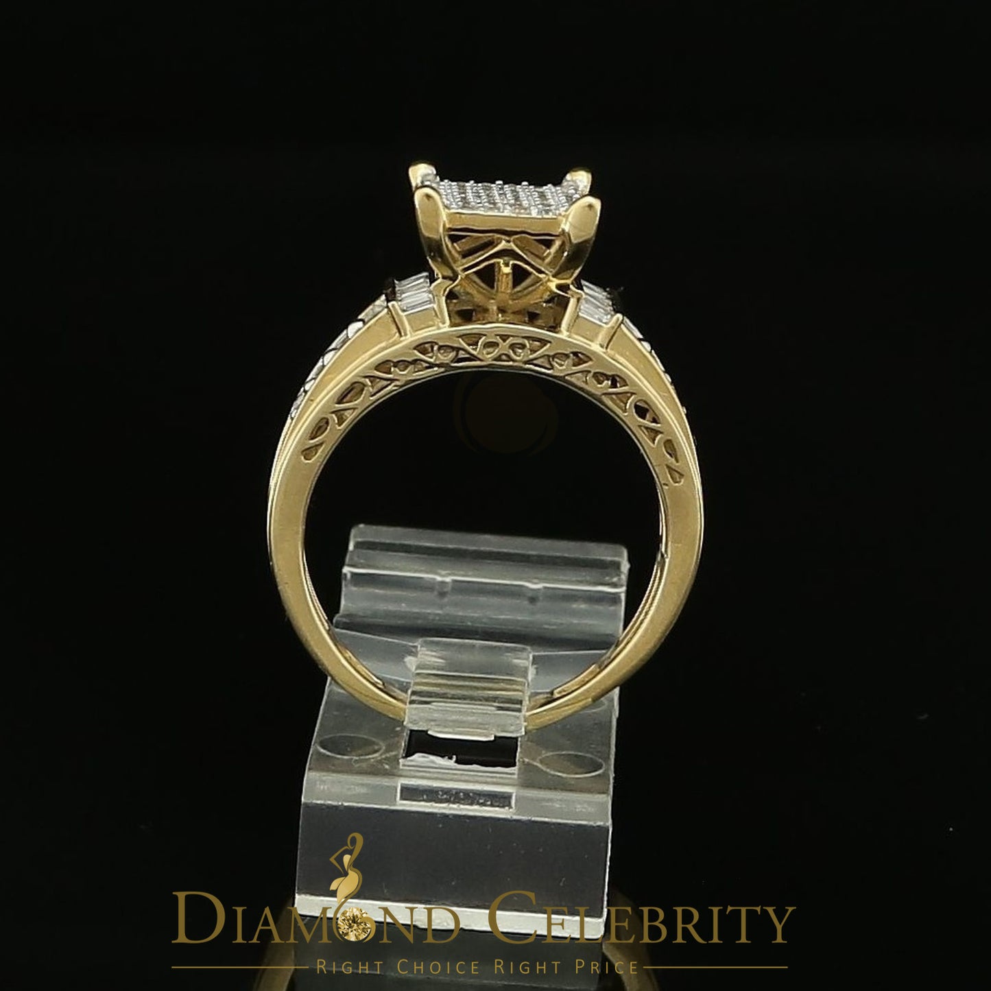 DiamondCelebritees New Big Look 925 Yellow Silver2.08ct Cubic Zirconia Style Cinderella Ring size 9