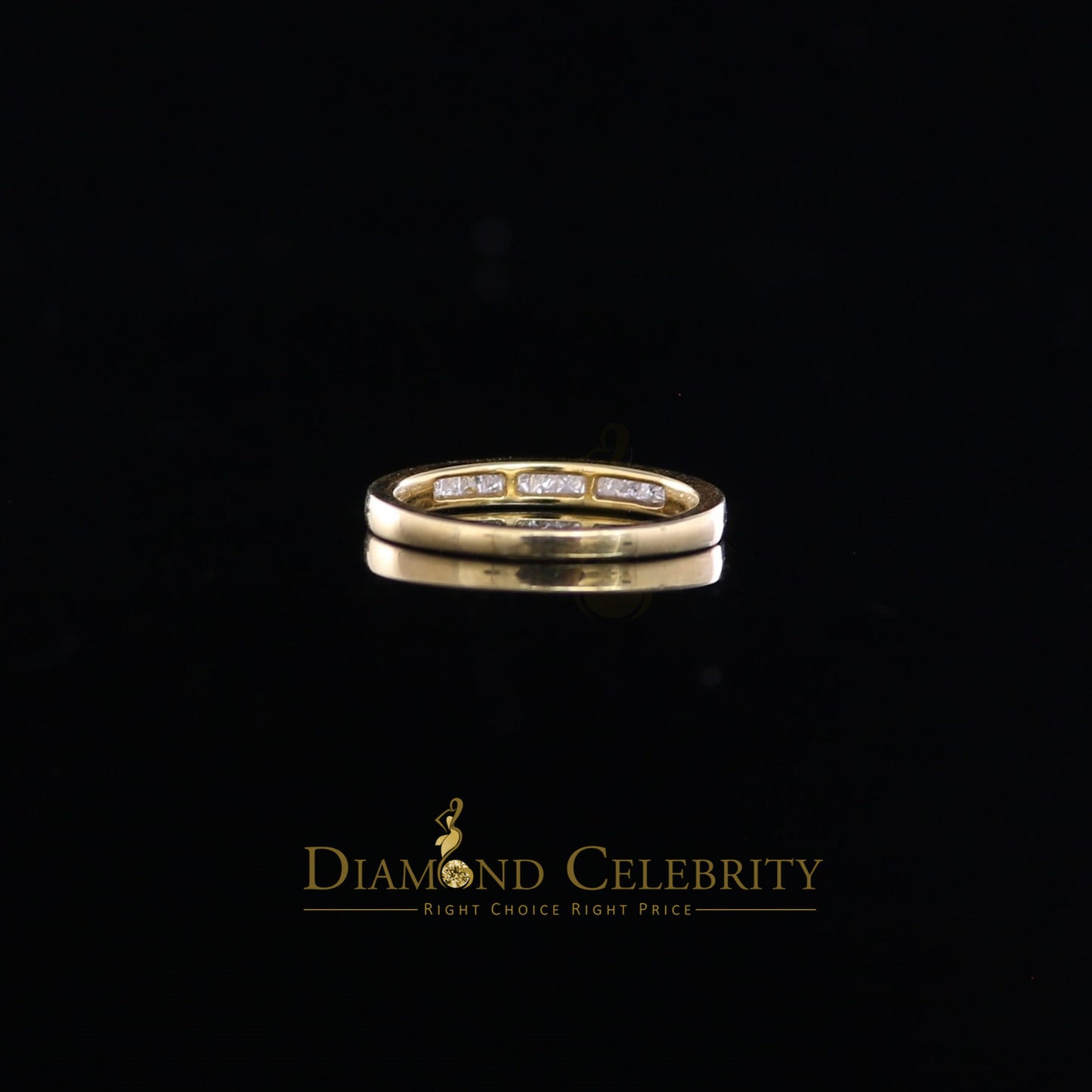 DiamondCelebritees Real 14 kt Yellow Gold with 0.25CT Real Diamond BUGGET BAND Shape Ring Size 6.5