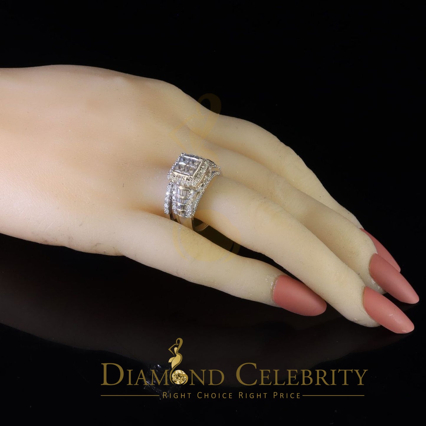 DiamondCelebritees 3.89ct Cubic Zirconia Sterling White Silver Square Engagement Womens Ring Size 7