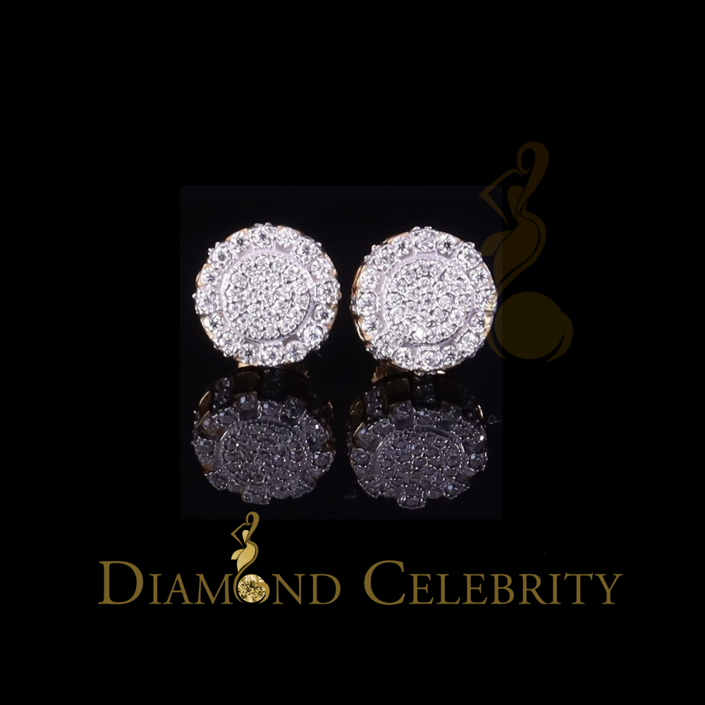 DiamondCelebritees 925 Silver Yellow 0.50ct VVS 'D' Moissanite Men's/Womens Round Stud Earrings