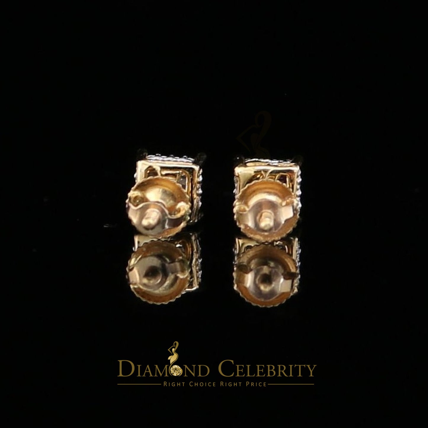 DiamondCelebriteesMen's/Women's 10K Real Yellow Gold with 0.05CT Real Diamond Stud Micro Earring