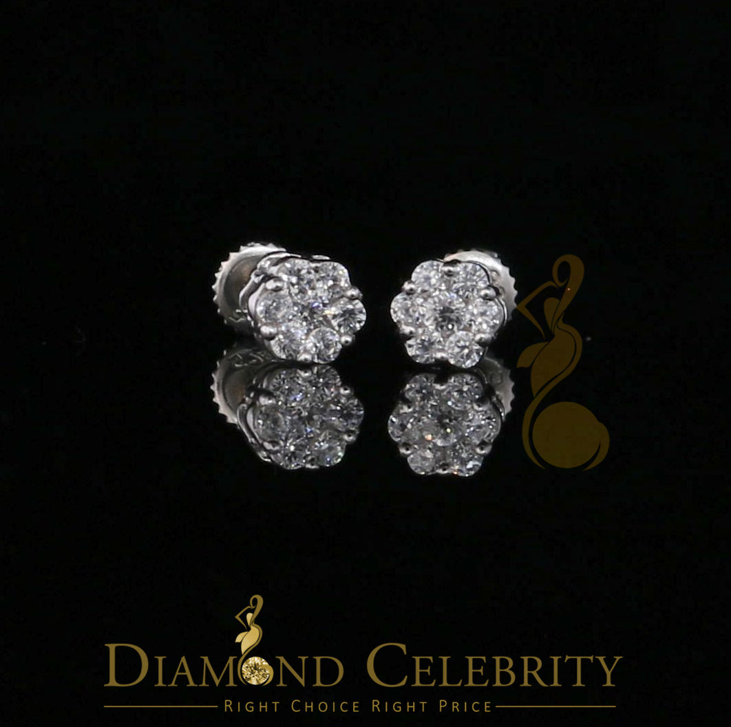 DiamondCelebritees 925 White Silver Sterling Hip Hop 1.14ct Cubic Zirconia Floral Women's Earrings