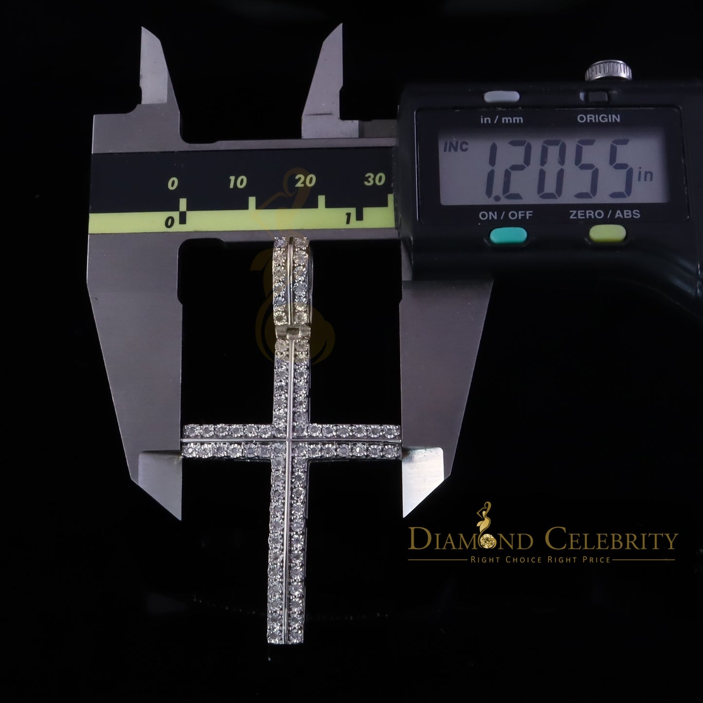 DiamondCelebritees 925 Sterling Silver 0.25CT Real Diamond Round Cut Cross White Necklace Pendant