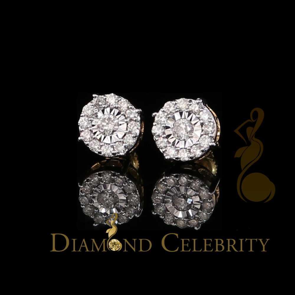 DiamondCelebritees10K Real Yellow Gold with 0.75CT Real Diamond Men's/Women's Stud Earrings