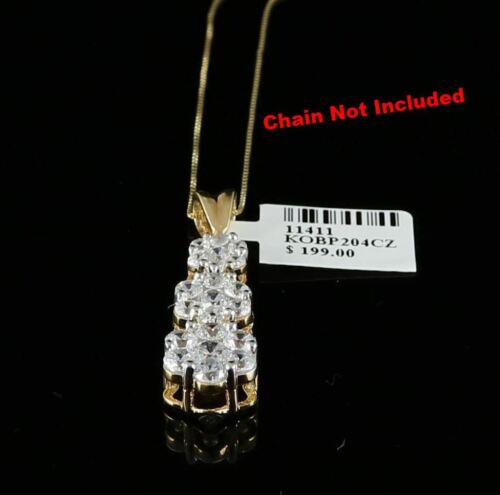 DiamondCelebritees Tripple Flower Shape Yellow 925 Sterling Silver Pendant 5.83ct Cubic Zirconia