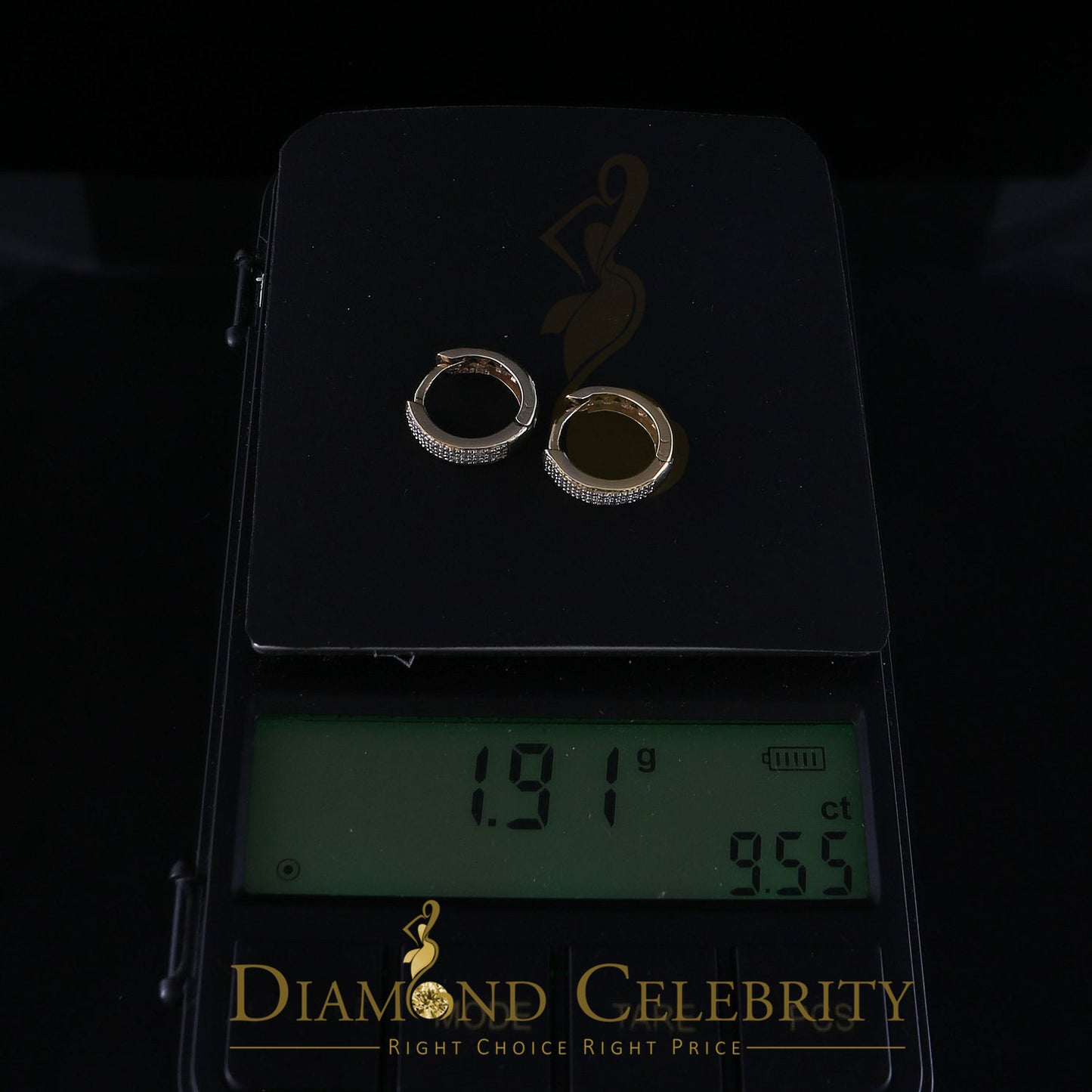 DiamondCelebritees 0.15ct Diamond 925 Sterling Silver Yellow Hoop Stud Earrings For Men's / Women's