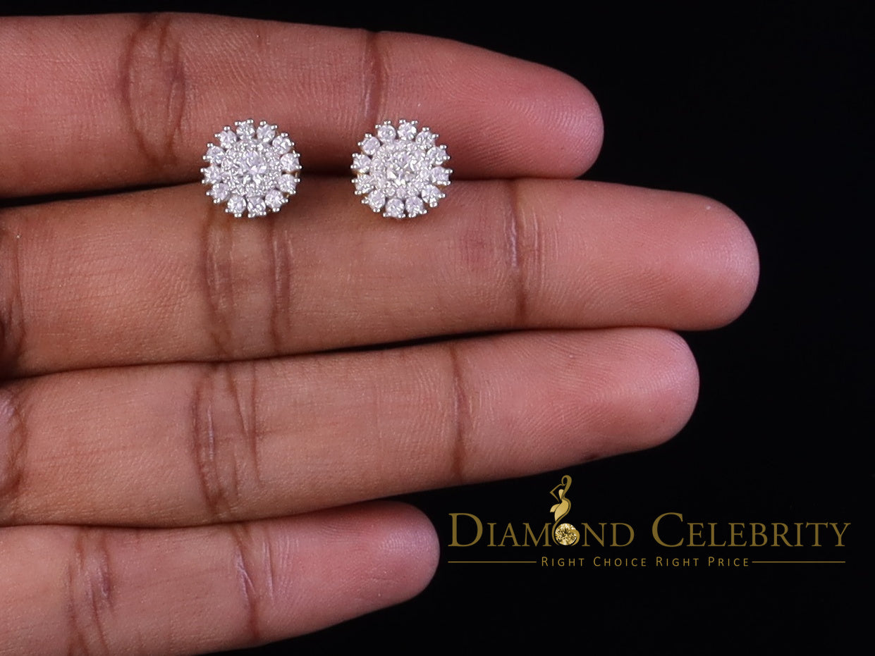 DiamondCelebritees 1.00ct VVS 'D' Moissanite Men's/Womens 925 Silver Yellow Floral Stud Earrings