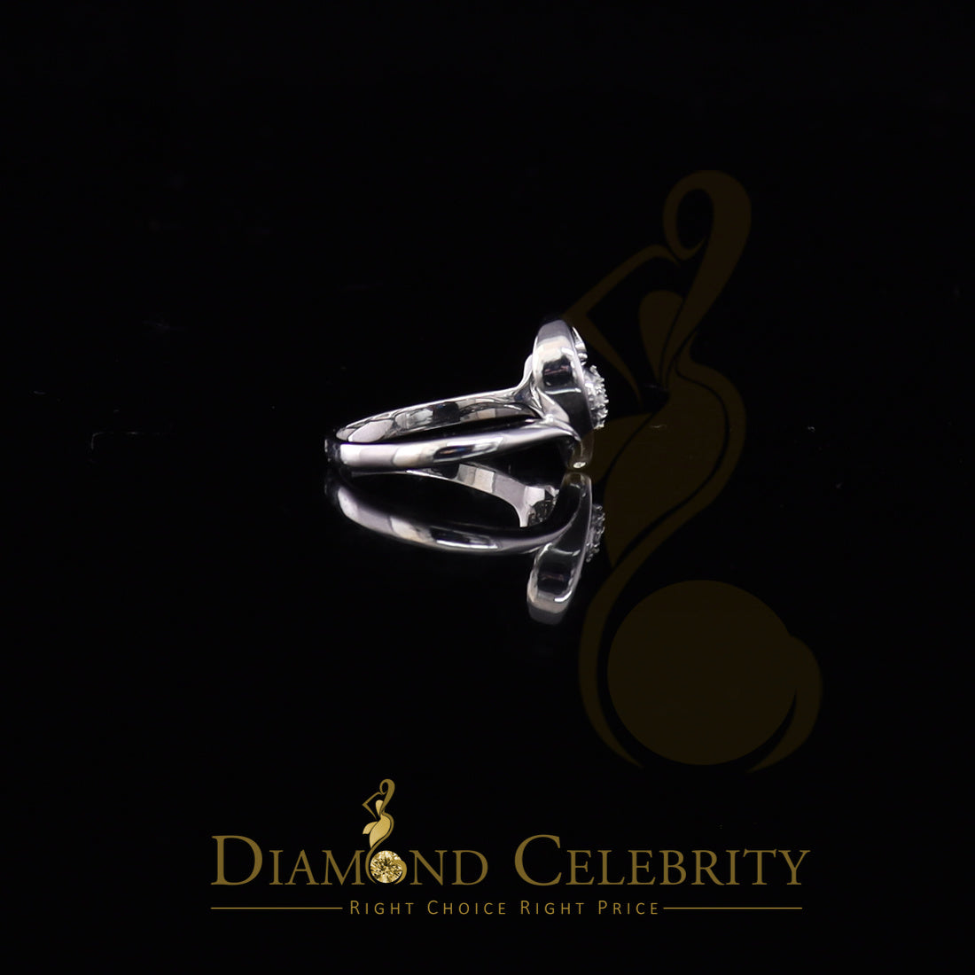 DiamondCelebritees 925 Sterling White Silver 0.10ct Cubic Zirconia Love Heart Women's Ring Size 7