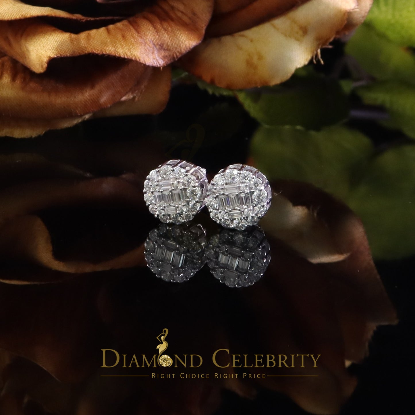 Diamondcelebritees White Men's/Womens 925 Silver 1.50ct VVS 'D' Moissanite Round Stud Earrings