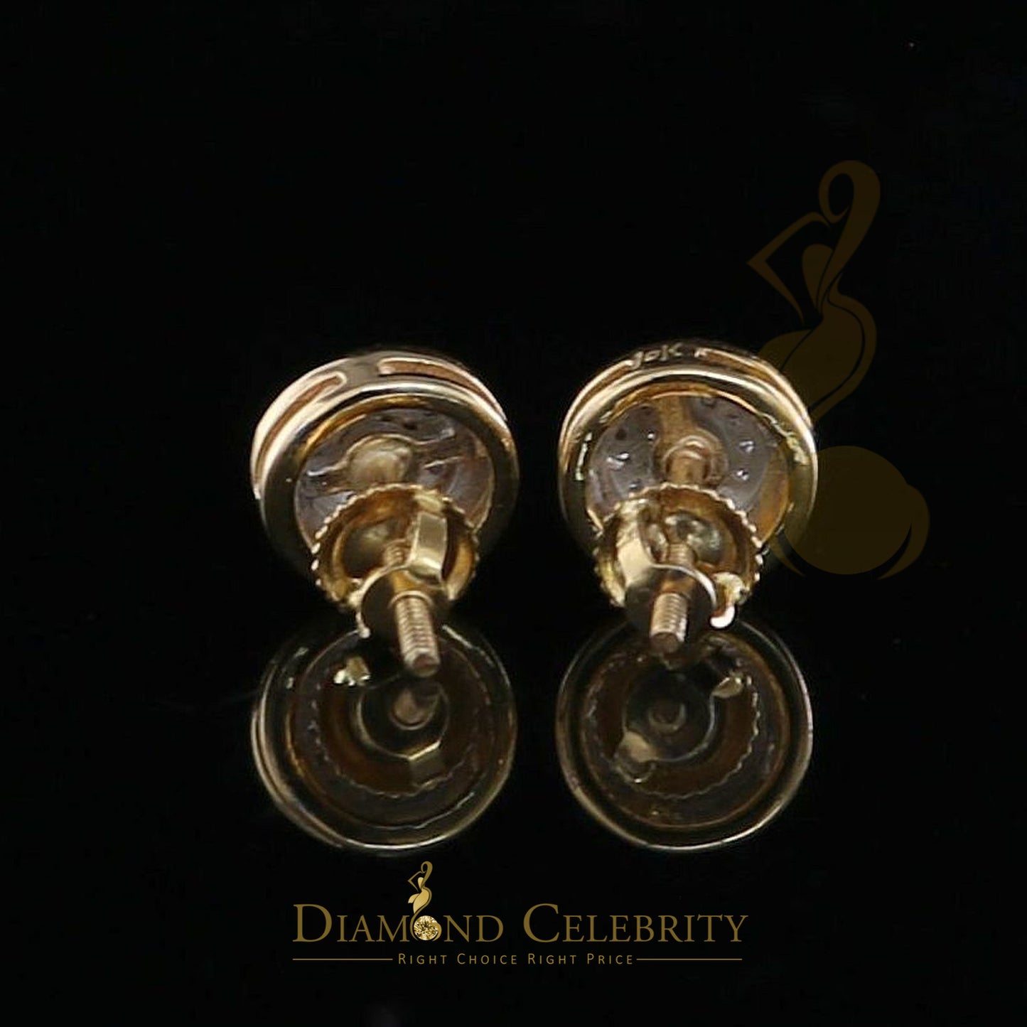 DiamondCelebriteesReal 10k Yellow Gold with Real 0.12CT Diamonds Stud Earrings For Women And Men