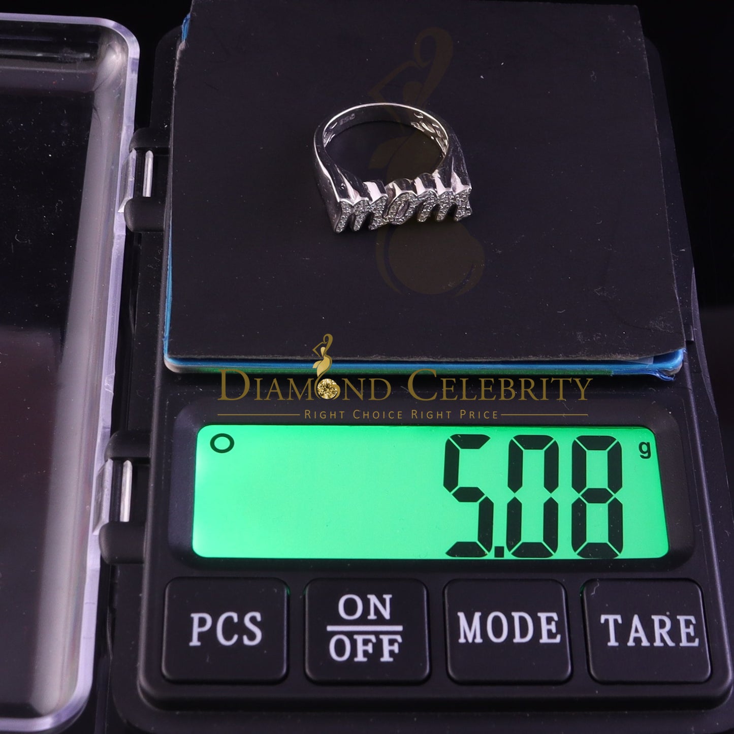 DiamondCelebritees 925 White Silver 0.52ct Cubic Zirconia "MOM" Ring Special Offer @ Mother's Day