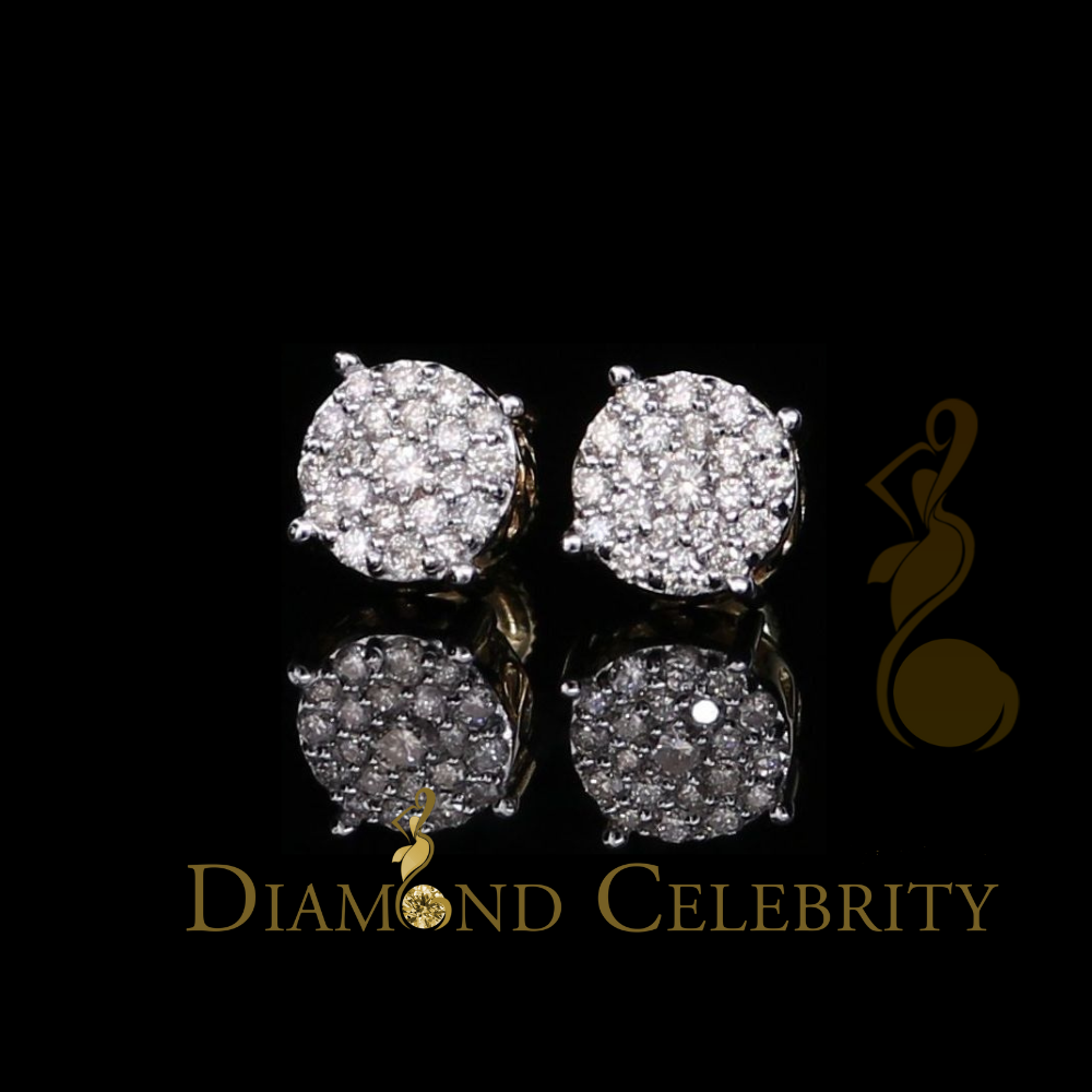 DiamondCelebritees10K Real Yellow Gold Real Diamond 0.60CT Men's/Women's Stud Round Earring