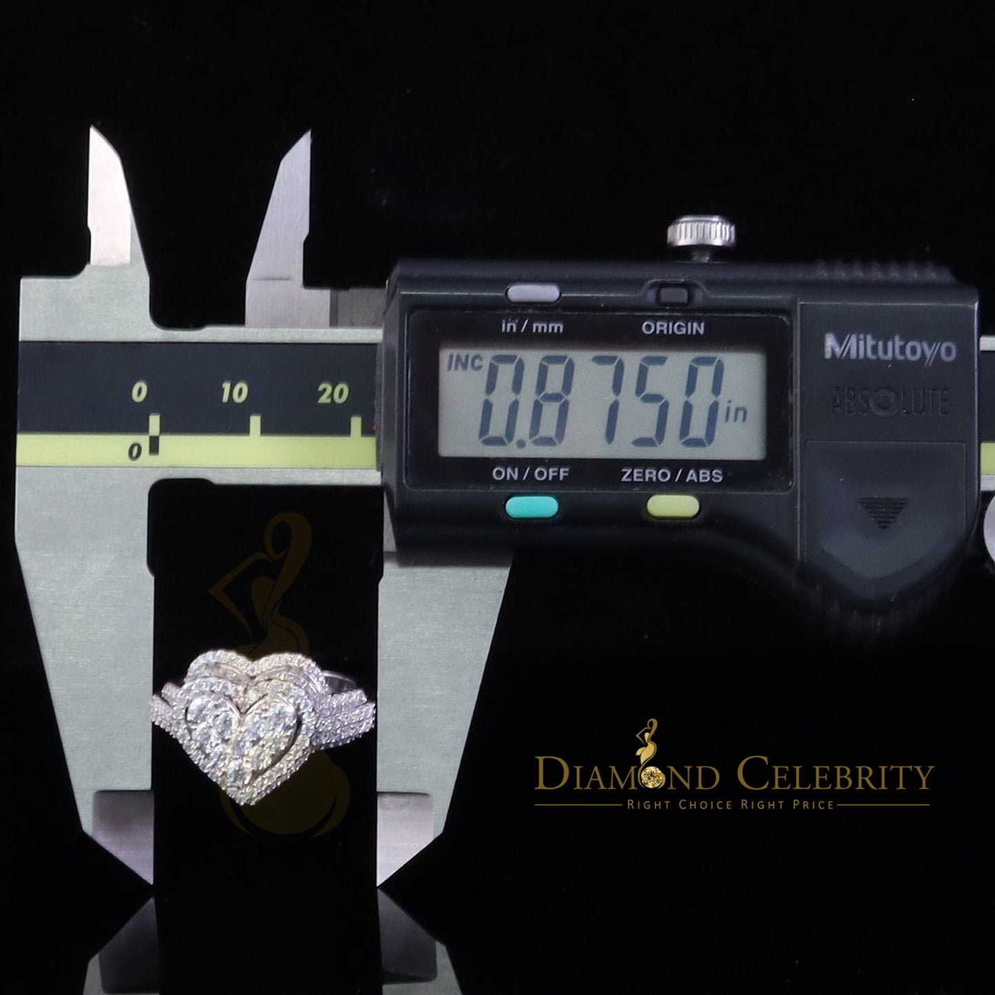 DiamondCelebritees 2.50CT Women's 925 Silver White VVS 'D' Moissanite 3D Heart Shape Ring Size7