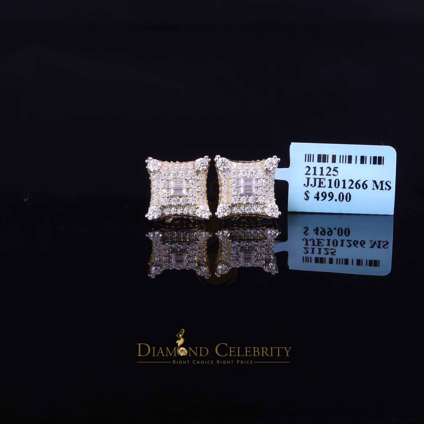 DiamondCelebritees Men's/Womens 925 Silver Yellow 0.50 ct VVS 'D' Moissanite Round Stud Earrings