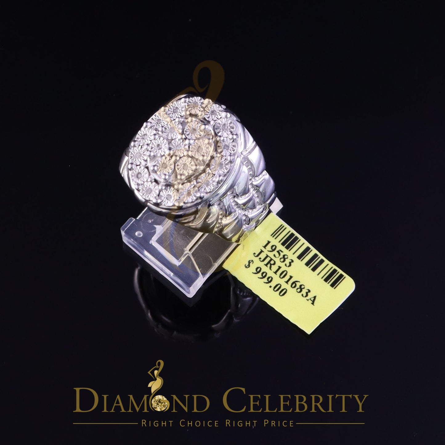 DiamondCelebritees 0.10CT Real Diamond 925 Sterling White Silver Round Womens Engagement Ring Size8