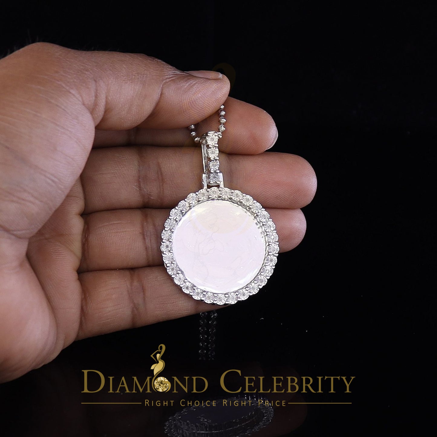 DiamondCelebritees Real 0.50ct Diamond 925 Sterling Silver 1.25" PICTURE Fashion White Pendant