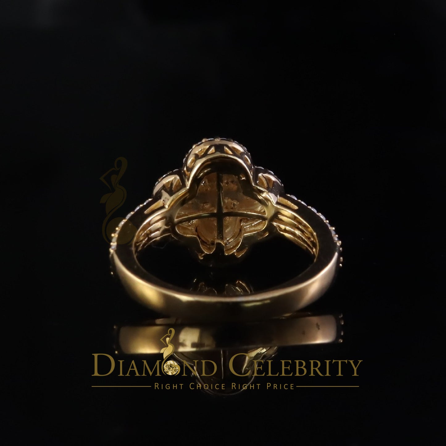 DiamondCelebritees 1.25ct VVS D Good Luck Solitaire Silver Moissanite Yellow Ring SZ 7 For Women's