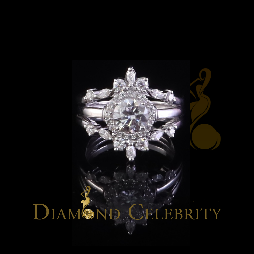 DiamondCelebritees 925 White Silver Solitaire Enhancer 1.66ct Moissanite Guard Wrap Ring Insert SZ7