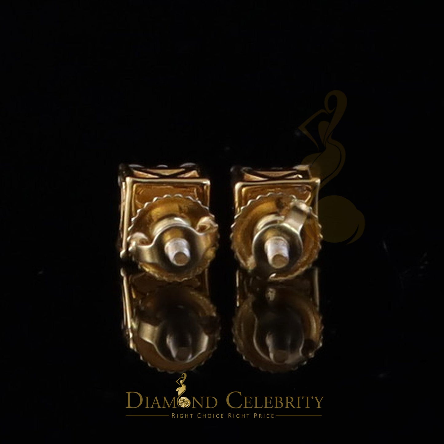 DiamondCelebritees Square Women & Men 925 Silver Yellow 0.25ct VVS D Moissanite Square Stud Earring